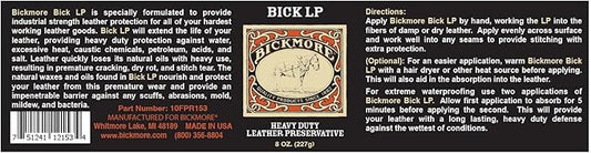 Bickmore Heavy Duty Leather Conditioner, Scratch Repair - LP 8oz | Preservative, Protector & Restorer Balm for Dry, Cracked, Scratched Leather | Made in USA