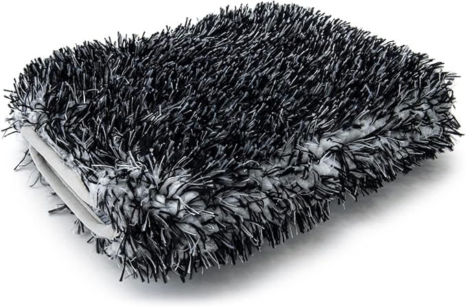 Autofiber Wash Monster Plush Car Wash Pad, Soft & Plush Absorbent Microfiber Fibers, Large Fits in Bucket - Pack of 1 (9 inch x 7 inch) Black