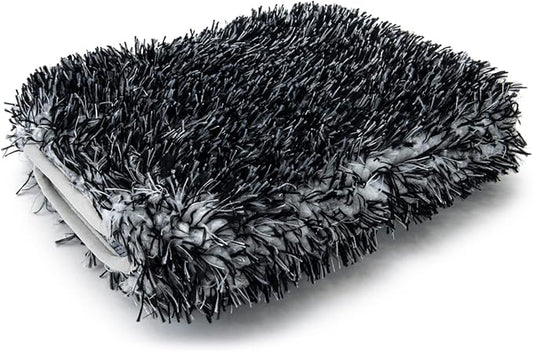 Autofiber Wash Monster Plush Car Wash Pad, Soft & Plush Absorbent Microfiber Fibers, Large Fits in Bucket - Pack of 1 (9 inch x 7 inch) Black