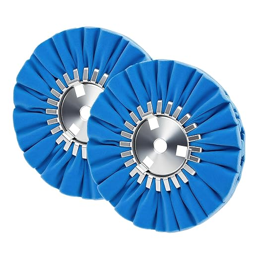 QZATTCAEN 8" Blue Airway Buffing Wheel,5/8'' Arbor Hole,12 Plys/Coarse Polishing for Angle Grinder,2PCS