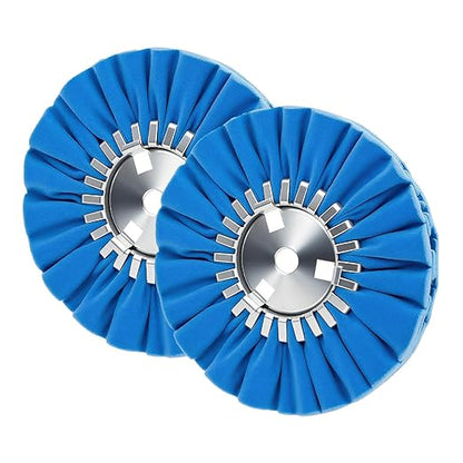 QZATTCAEN 8" Blue Airway Buffing Wheel,5/8'' Arbor Hole,12 Plys/Coarse Polishing for Angle Grinder,2PCS