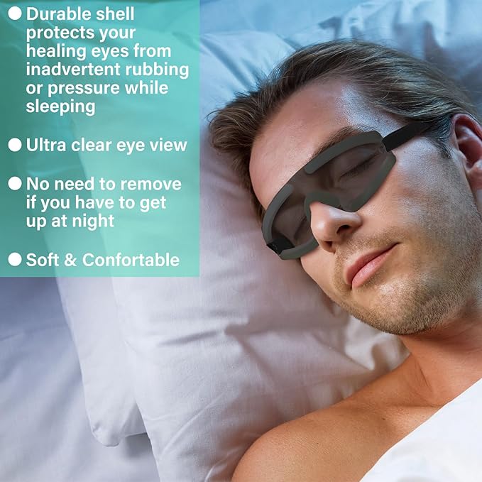 Kingdder Eye Shield Grey Eye Shield for Sleeping Protective Goggles with Adjustable Strap and Soft Padding, Sensitivity of The Eyes to Light, Storage Bag(1pcs)