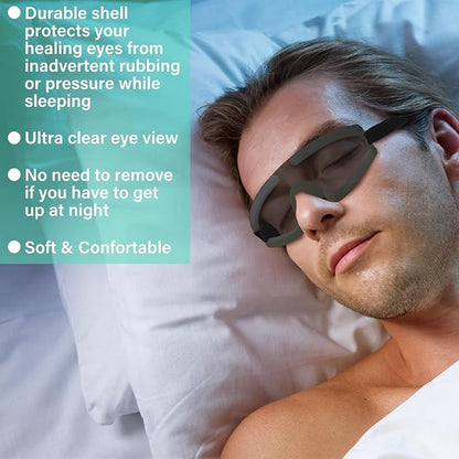 Kingdder Eye Shield Grey Eye Shield for Sleeping Protective Goggles with Adjustable Strap and Soft Padding, Sensitivity of The Eyes to Light, Storage Bag(1pcs)