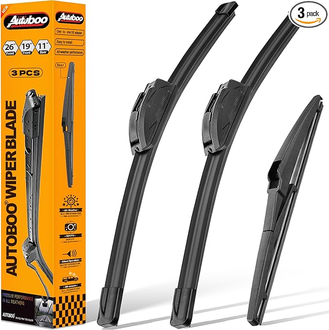 AUTOBOO 26"+19" Windshield Wipers with 11" Rear Wiper Blade Replacement for 2012 2013 2014 2015 2016 2017 Toyota Prius V -Original Factory Quality (Pack of 3)