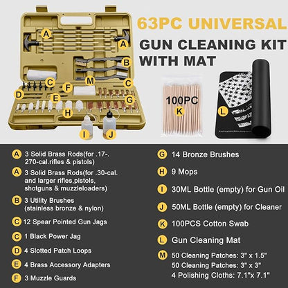 iunio Gun Cleaning Kit, Universal Gun Cleaning Kit for All Caliber Shotgun Pistol Rifle Cleaning Kit with Mat Portable Case