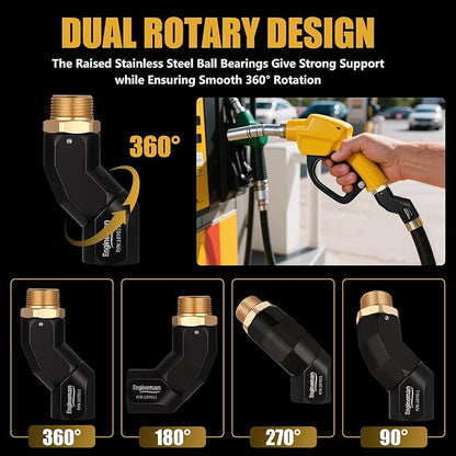 2pcs 3/4" NPT Fuel Hose Swivel - Multi-Plane 360° Rotating Connector for Fuel, Water, Diesel, Gasoline, Kerosene Transfer Pumps, Tanks, Nozzles