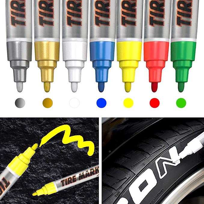 MC MOTOPARTS Permanent Color Tire Pen Marker Lettering Paint Drawing Tool Automotive Motorcycle Care 1 piece (Yellow)