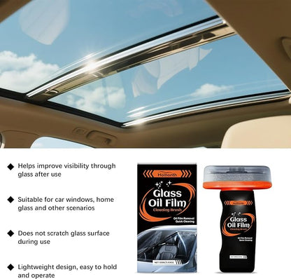 2PC Glass Cleaner,Car Oil Film Cleaner, Q4 Glass Guard,Automotive Oil Film Cleaning Brush for Car Windows,Removes Oil Film & Smudges,Improve Windshield Clarity for Safe Driving