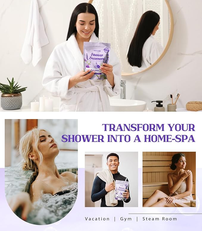 POPCHOSE Shower Steamers Aromatherapy - Christmas Stocking Stuffers for Women & Men,16 Pack Lavender Natural Essential Oils Shower Tablets, Self Care Relaxation & Home SPA, Birthday Gifts for Women