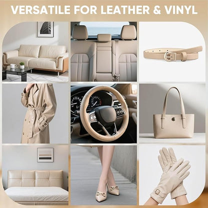 Leather Recoloring Balm - Scratch Repair & Color Restore Kit for Faded Leather, Couch & Car Seats - 10OZ Restorer Balm for Furniture, Auto Interior, Vinyl, Accessories (Beige)