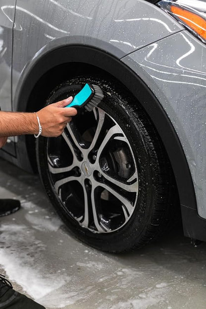 Detail Factory - ProGrip XL Tire Brush - Ergonomic ProGrip Handle - Stiff Synthetic Bristles to Cut Through Grime - Octane Riptide