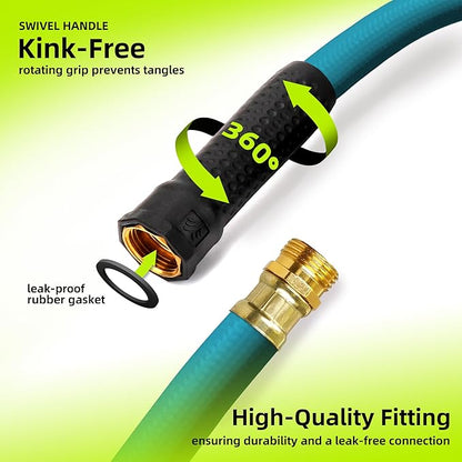 Worth Lead-in Short Garden Hose 3/4 in. x 2 ft. -Heavy Duty Durable Lightweight PVC Rubber Water Pipe for Agriculture, Lawn Care & Commercial Use -No Kink, Flexible, Leakproof, Male to Female Fittings