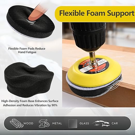 193Pcs 2 Inch Polishing Kit Hook and Loop Sanding Discs, Headlight Restoration Kit - 80 to 10000 Grits Wet Dry Sandpaper Buffing Sanding Pads with 1/4" 1/8" Shank, for Metal, Wood, Auto, Glass