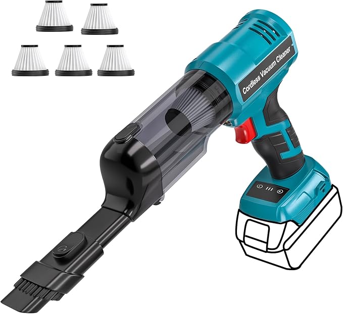 Adisipsoarin Cordless Vacuum Cleaner for Makita 18V Battery, Electric Handheld Vacuum Cleaner with 105AW Powerful Suction, Portable Vacuum Cleaner for Floor, Carpet, Car, Home (Battery Not Included)