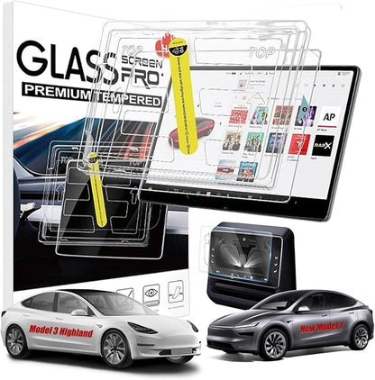 UKIFIRE Tesla New Model Y Juniper & Model 3 Highland Screen Protector,Anti-Scratch, HD Clear, Anti-Fingerprint Tempered Glass Protector with Alignment Kit