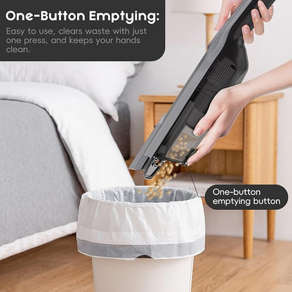 AYONTIN Cordless Handheld Vacuum, Lightweight Portable Hand Vacuum Cleaner with LED Light,Rechargeable Hand Held Vacuum with One-Touch Empty, Powerful Suction for Office, Home,Car,Steel