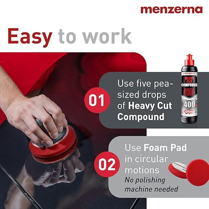 menzerna Scratch and Swirl Remover Kit I Car polishing Set with Menzerna Heavy Cut 400 and 3,5 Inch Polishing Pad I Deep Scratch Repair Kit for All Types of Vehicles