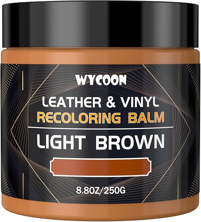 WYCOON Leather Recoloring Balm & Color Restorer | Light Brown Leather Dye, Paint & Repair Kit for Furniture, Couches, Car Seats, Shoes|Restore Faded & Scratched Surfaces