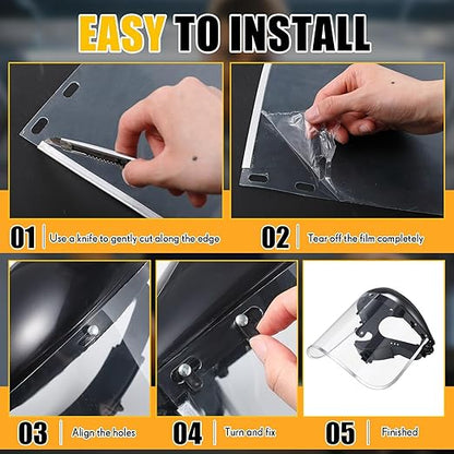 Kingdder 12 Pcs Clear Face Shield Replacement for Grinding and Cutting, 15x 8x 0.04 Inches Safety Faceshield Visors (PET, Aluminum Edge)