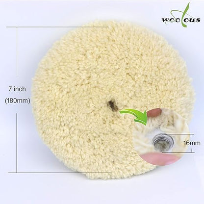 Woolous 7 inch Wool Buffing Pads Double Side,100% Natural Wool Compound Cutting and Polishing Pad