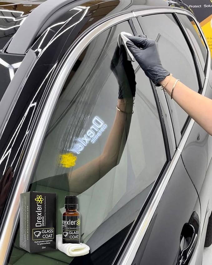 Drexler Ceramic Glass Coating 20ml – Hydrophobic Ceramic Coat for Windshields & Windows | Water Repellent Protection for Glass Parts | Enhanced Visibility, Spotless Finish, Long-Lasting Shine