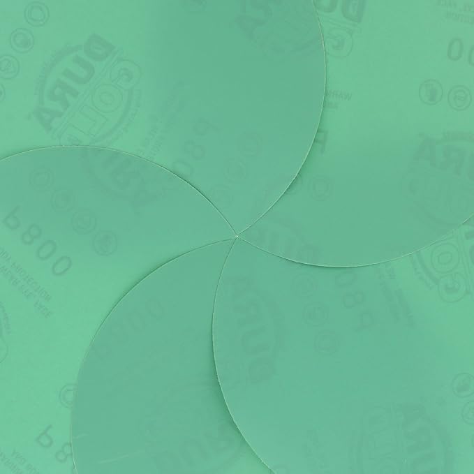 Dura-Gold Premium 6" Green Film PSA Sanding Discs - 800 Grit (Box of 25) - Self Adhesive Stickyback Sandpaper for DA Sander, Finishing Fine Cut Abrasive - Sand Automotive Car Paint, Woodworking Wood