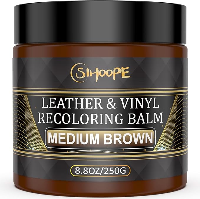 SIHOOPE 2025 New Advanced Leather Recoloring Balm,Medium Brown Leather Repair Kit for Furniture,Leather Dye Filler,Leather Color Restorer for Couches,Leather Scratch Remover for Car Interior