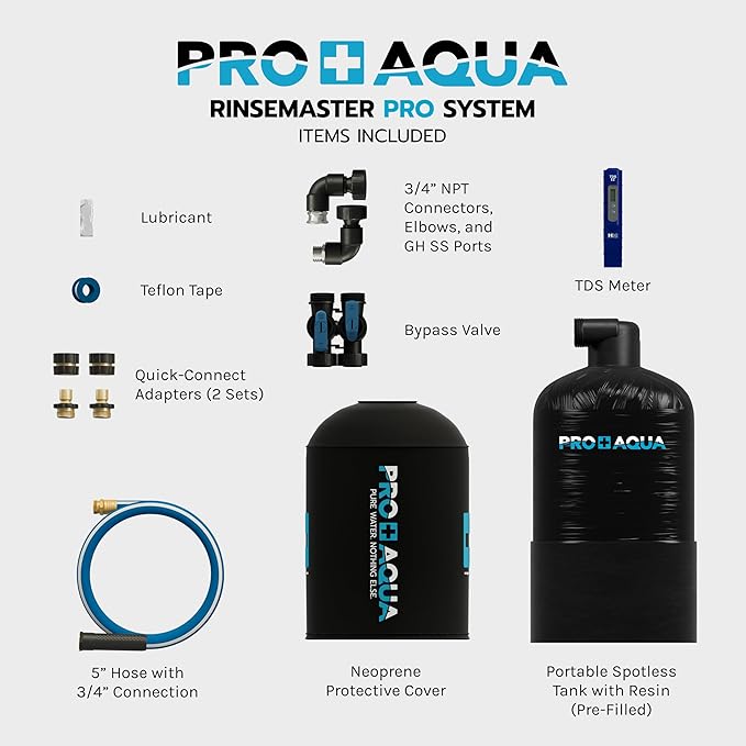PRO+AQUA RinseMaster Pro |Portable Spotless 3,100 Gallon Deionizer Spot-Free System for Car & RV Wash, Auto Detailing, High Capacity Spotless Rinse for All Vehicles, Trailers, Motorcycles, Boats