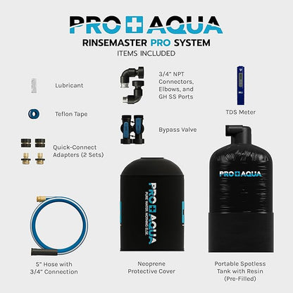 PRO+AQUA RinseMaster Pro |Portable Spotless 3,100 Gallon Deionizer Spot-Free System for Car & RV Wash, Auto Detailing, High Capacity Spotless Rinse for All Vehicles, Trailers, Motorcycles, Boats