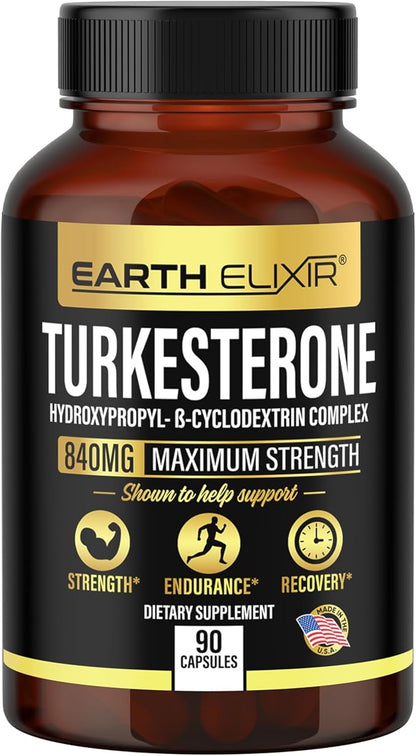 Turkesterone 840 mg – Natural Testosterone Support - 100% Pure Turkesterone Supplement for Men & Women - Ajuga Turkestanica Extract - Made in USA & 3rd Party Tested for Strength, Energy & Vitality