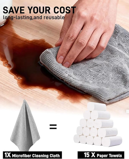 XINDELL Microfiber Cleaning Cloth Roll – 150 Pack 12"x12", Tear-Off Microfiber Towels, Lint-Free, Ultra Absorbent Car Detailing & Cleaning Cloths – Grey
