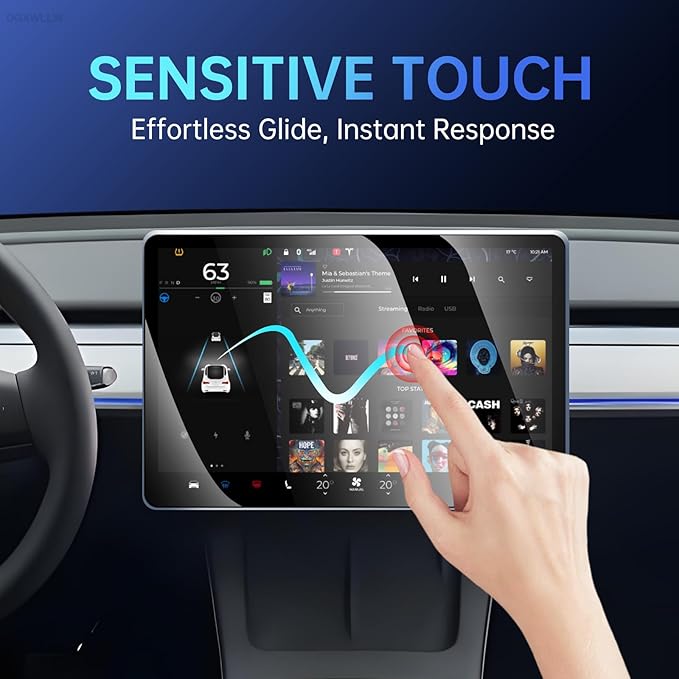 DGXWLLW Screen Protector for Tesla Model Y 2024-2020 Model 3 2023-2017 with Alignment Kit Tempered Glass Touchscreen Protection for Dashboard Protective 9H Hardness Anti Glare Fingerprint HD Clear