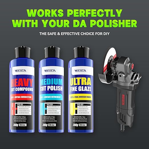 3 Step Polishing Compound Kit, 32oz - Heavy Cut, Medium Polish & Ultra Fine Glaze for Scratch & Swirl Removal - Safe for All Car Paint - by WEICA
