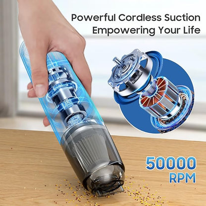 A9life Handheld Vacuum Cordless, Car Vacuum Cleaner Portable with HEPA Filter, 2 Suction Modes, Mini Hand Held Vacuum Rechargeable for Car, Home, Pet Hair, Office, Desk, Keyboards (White)