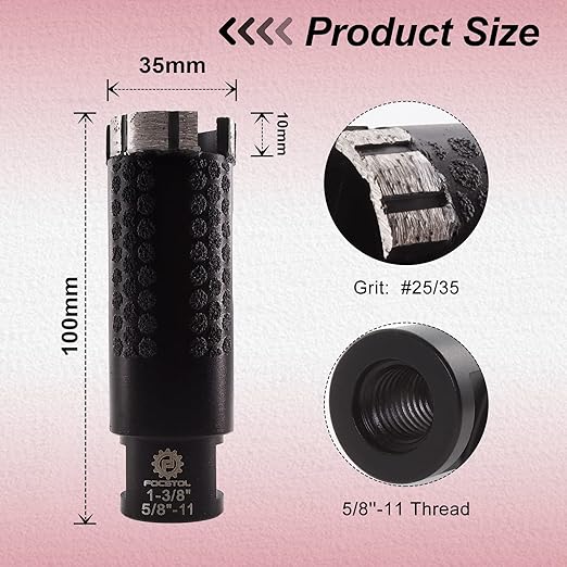 Diamond Core Drill Bit - FOCSTOL 1-3/8''(35mm) Laser Welded Hole Saw for Dry or Wet Drilling Granite Marble Concrete Quartz 5/8''-11 Thread