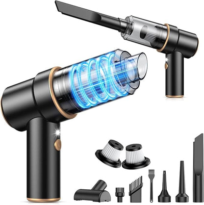 KMM Handheld Car Vacuum Cleaner, 11000PA Vacuum Cleaner & Air Duster, 120W High Power Vacuum Portable Cordless, Hand Held Vacuum Rechargeable with Multi-Nozzles & LED Light for Home, Car, Office