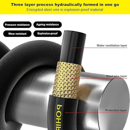 POHIR Pressure Washer Whip Hose - 10 FT, 4200PSI, Replacement Hose Reel Connector, Short Power Washer Hose with 3/8'' Quick Connect, Steel Wire Braid Pressure Hose