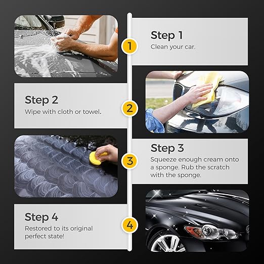 Scratch Remover for Vehicles, 2025 New Car Scratch Repair Paste Car Scratch Remover with Wipe and Sponge, Car Polishing Wax Scratchs Remover Cars Paint Scratchs Repair Kit for Deep Scratches (4)
