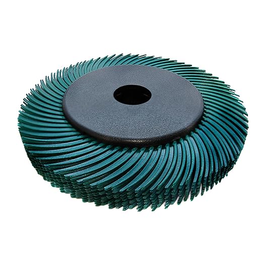 Radial Bristle Brush, 6 in x 1/2 in x 1 in, 50# Green, 1 Set (Contains Ten Single Pieces) and Reduction Sleeve