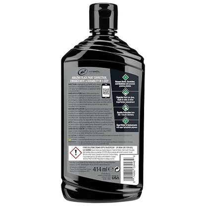 Turtle Wax Hybrid Solutions Ceramic Acrylic Black Car Polish and Wax, Car Scratch Remover & Car Paint Restorer for Black Cars, Deep Shine, Ceramic Coating Protection & Water Beading, 14 oz (Pack of 6)