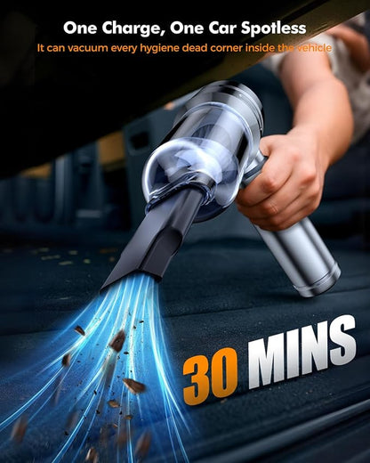 VNOST Car Vacuum,3 Suction Modes,Portable Mini Cordless Cleaner with 24000pa Suction Power,Type-C Charge,Handheld Vacuum for Home,Car,Birthday Gifts for Men Dad Husband (Starlight Bright Silver)
