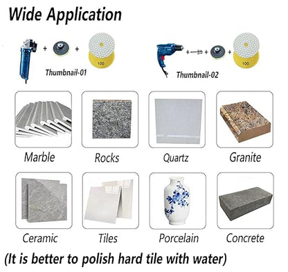 4 Inch Dry Diamond Polishing Pads, 11PCS Wet/Dry Granite Stone Buffing Pad Kit for Marble Concrete Quartz Tiles - High Temperature Resistance Sand Pad for Drill Grinder Polisher