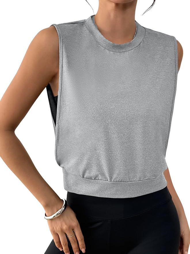 SOFIA'S CHOICE Women Workout Crop Tank Tops Cropped Sleeveless Muscle Shirt Gym Yoga Running