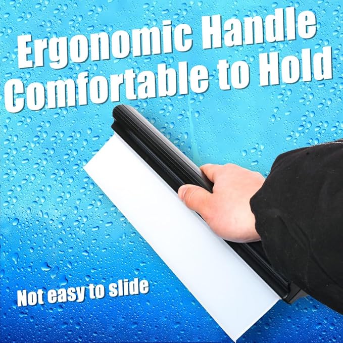 Car Squeegee 12 Inch Flexible T-Bar Water Blade, Car Drying Water Silicone Squeegee for Car, Windshield, Glass, Window, Mirror, Bathroom (Black)