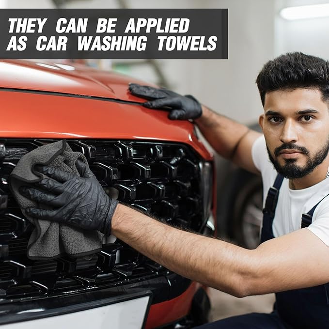 Tallew 40 Pcs Microfiber Towels 16 Inch x 16 Inch Microfiber Cloth Car Drying Towels for Cars Washing Polishing Office Windows Cleaning Household Supplies (Gray)