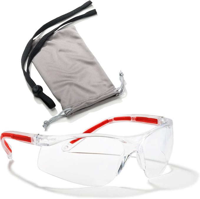 Clear Safety Glasses Eye Protection (1 Pair, 1 Case, 1 Neck cord) - Shooting, Sports Safety Goggles, Protective Eyewear For Men and Women.