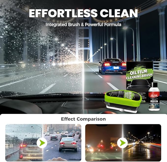 Automotive Oil Film Cleaning Brush, 2026 New Car Windshield Oil Film Remover for Car Windows, Glass Coating Cleaner Board, Anti-Rain Fog, Improves Clarity (3 Set)