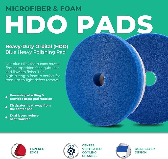 6.5" Lake Country HDO Orange Foam Polishing Pad (1-Pack) – Premium Heavy Duty Orbital Polishing Pad for Painted Surfaces – Fits 6" Backing Plate