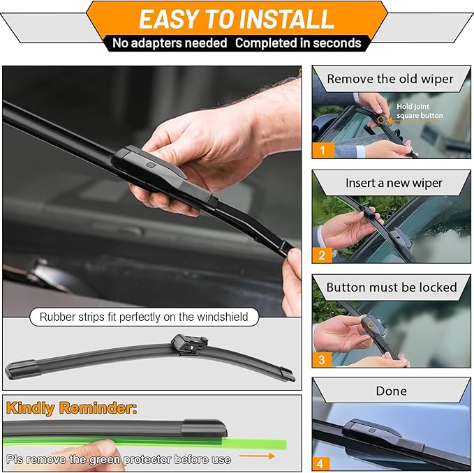 AUTOBOO 26"+17" Windshield Wipers Blades Replacement for Honda HRV HR-V 2023-2025 with 12 Inch Rear Wiper Blade -Original Factory Quality (Pack of 3)