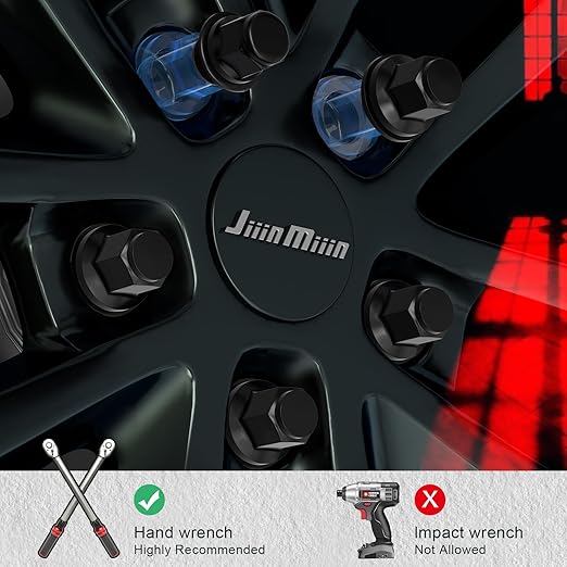JiiinMiiin M12x1.5 Toyota Lexus Lug Nuts, 13/16'' (21mm) Hex OEM Factory Style Black Mag Seat Wheel Nuts with Washer for 4Runner Camry Highlander Prius Sienna Lexus CT200h HS250h GS450h Set of 20PCS